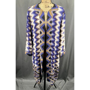 Chico's Blazer Women Large Long Lightweight Sequins Open Front‎ Multicolor Flowy